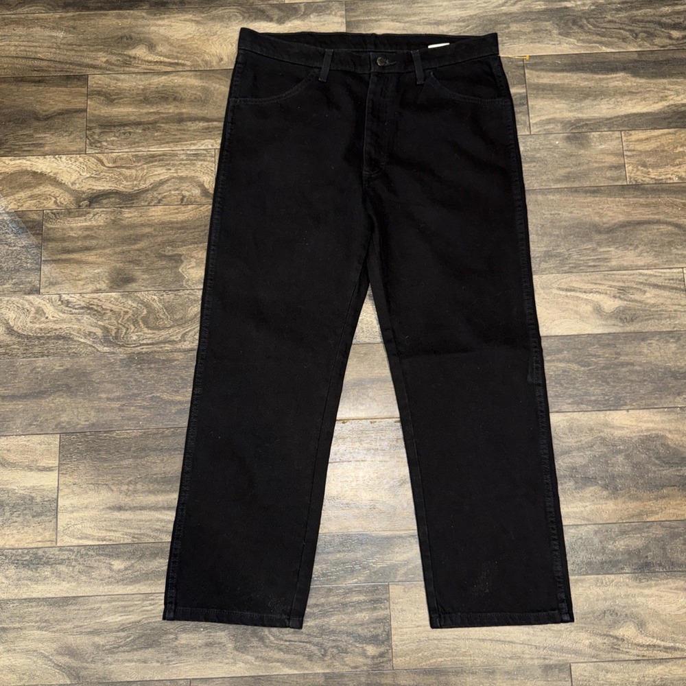 Wrangler Rustler Denim Jeans Black Regular Fit Straight Leg Men's 36x29 Workwear